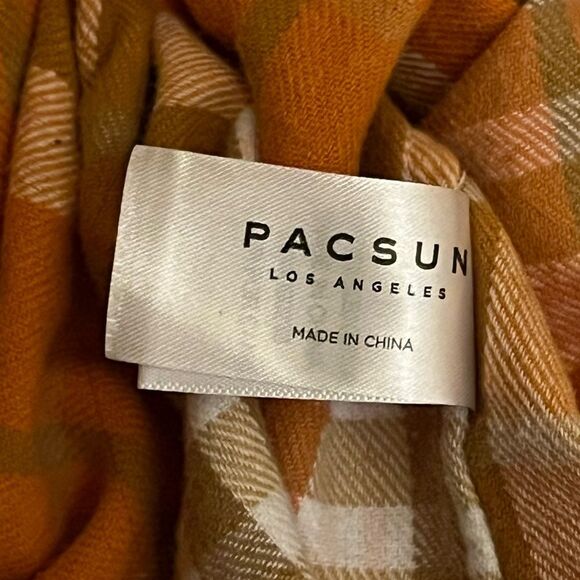 PacSun Orange and White Casual Button Down Shirt Mens Medium - Picture 11 of 11